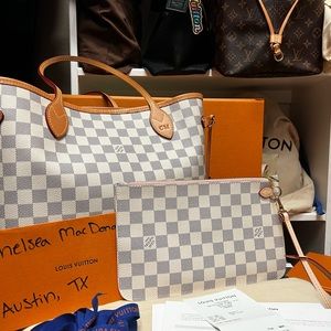 Authentic Louis Vuitton Neverfull pouch Damier Azur